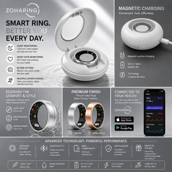 ZohaRing Smart Ring – Silver