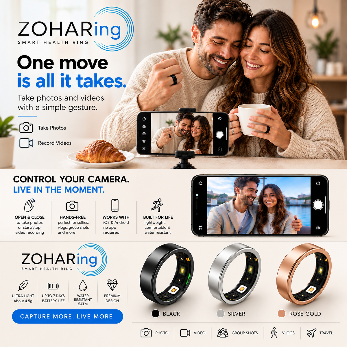 ZohaRing Smart Ring – Black